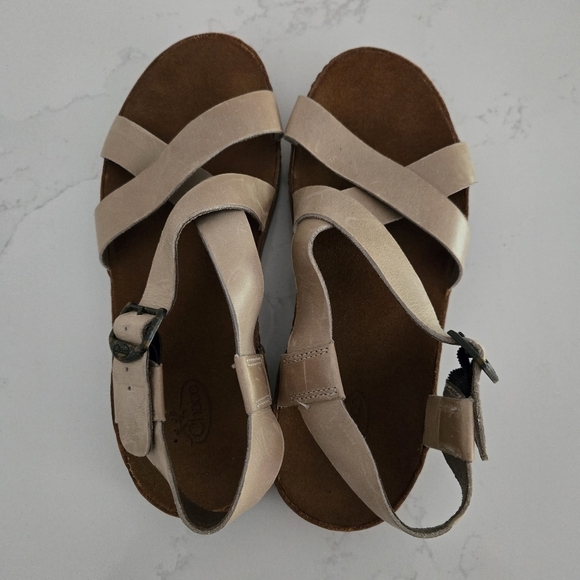 Chaco Wayfarer Tan Leather Flat Sandals Size 7 Womens - Picture 2 of 8